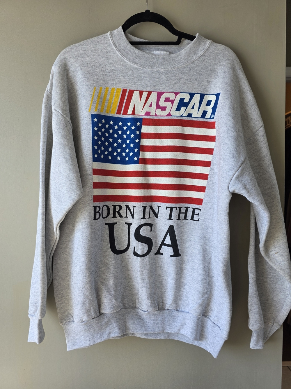 Tultex Heather Gray NASCAR 'Born in the USA' Crewneck Sweatshirt